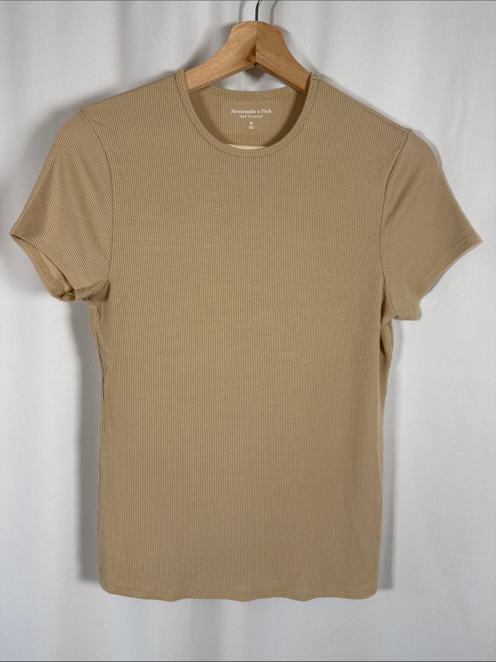 Abercrombie & Fitch Women's Ribbed Short Sleeve Tee - Tan
